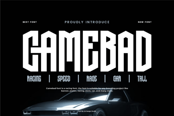 Camebad Typeface: Bold Racing Style for Crafters